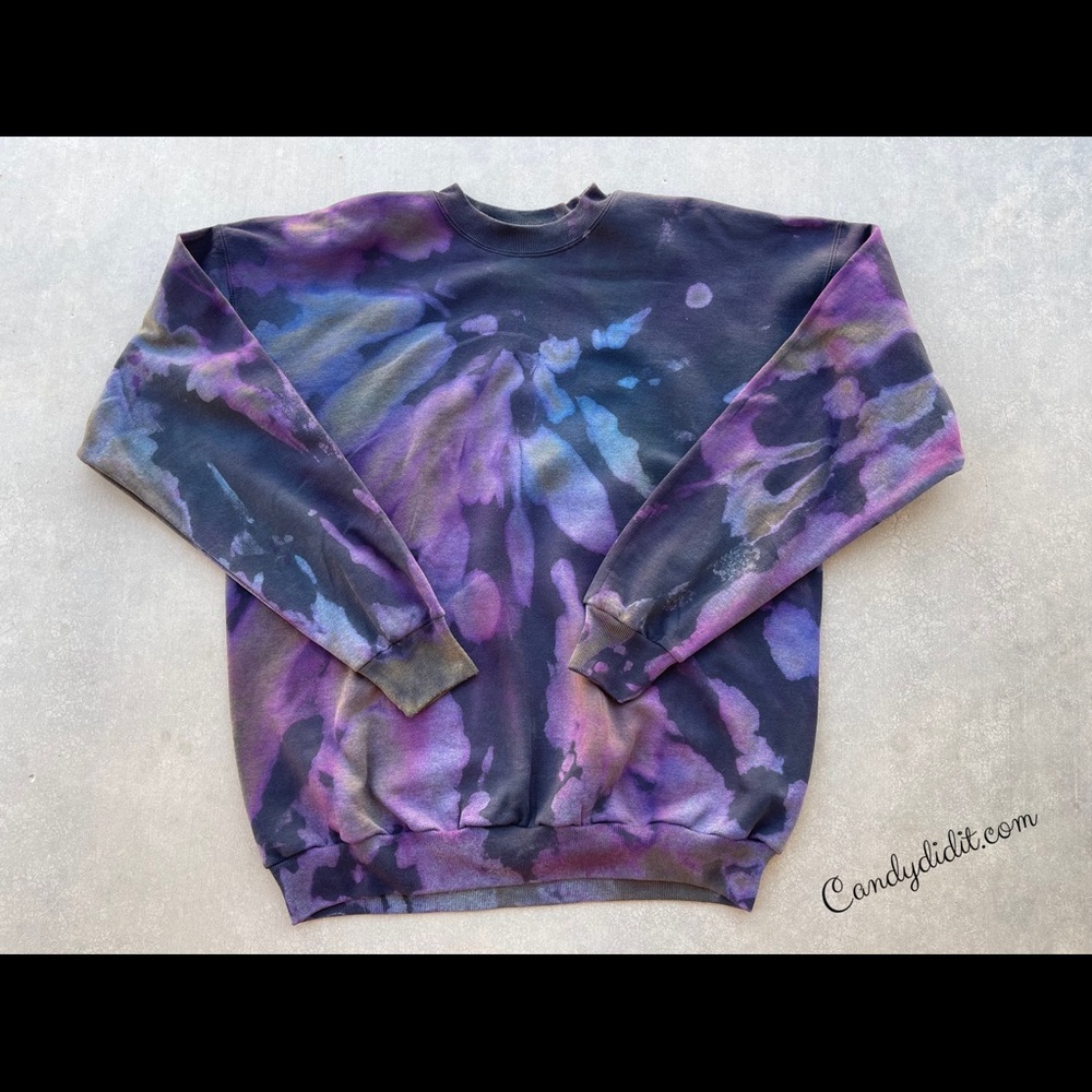 NWT Candy Did It! Color Shadow Reverse Tye Dye Sweat Shirt 1 Of A Kind Size L